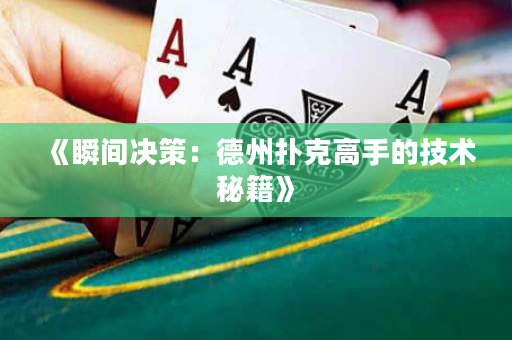 《瞬間決策：德州撲克高手的技術秘籍》
